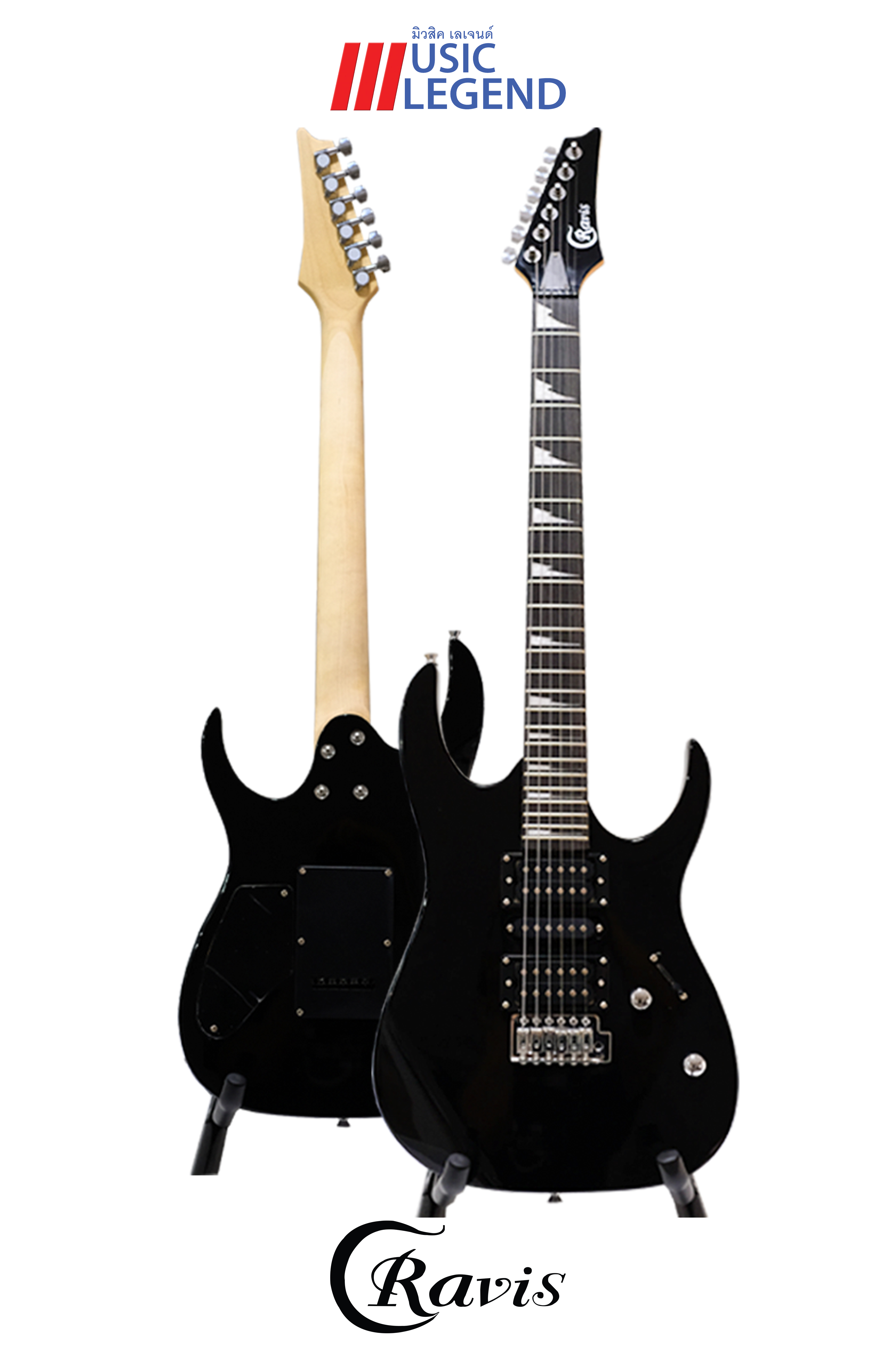 Cravis กีต้าร์ไฟฟ้า Electric Guitar 24 เฟรต, ปิ้คอัพ HSH รุ่น KG-19 Black
