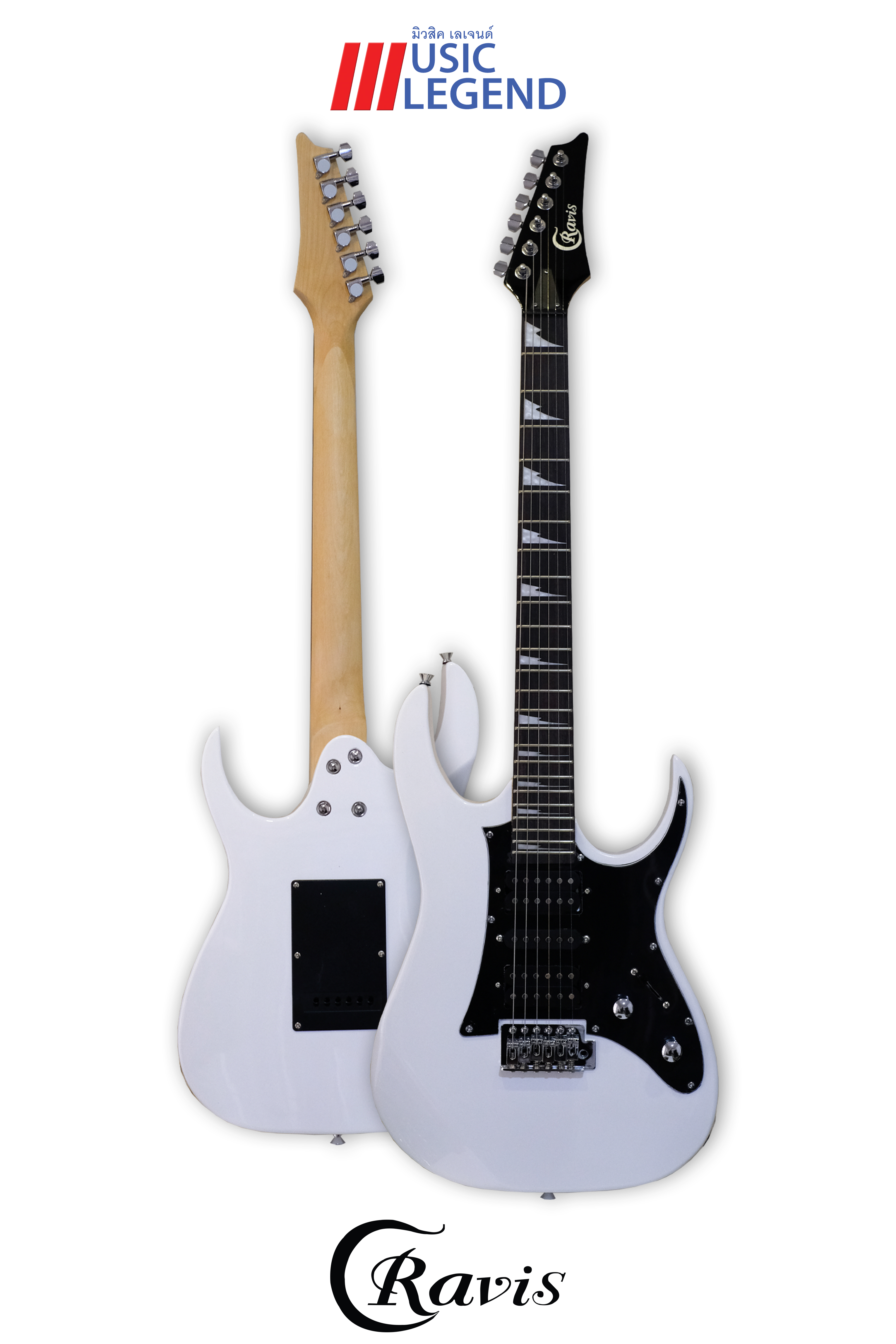 Cravis กีต้าร์ไฟฟ้า Electric Guitar 24 เฟรต, ปิ้คอัพ HSH รุ่น KG-19 white